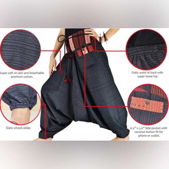 NEW Your Cozy Harem Pants Traditional Loose Plus Size 100% Cotton Bohemian Style - Picture 9 of 9